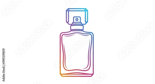 Perfume Bottle Icon, Rainbow Gradient Outline, Elegant Fragrance Container