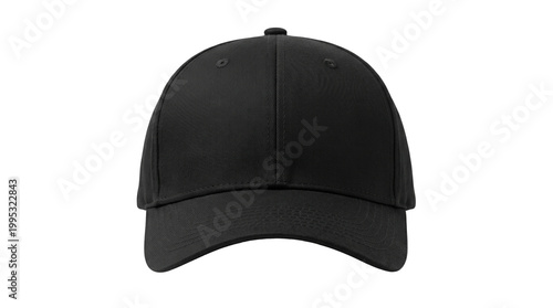 Fotografía Blank black baseball cap hat from front view