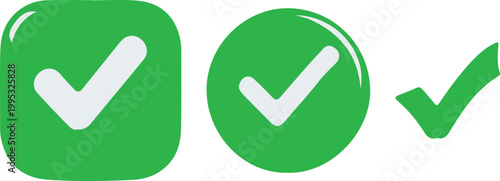 Green check mark icon on white background symbolizing confirmation approval and correct choice