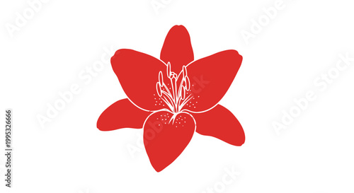 Canvas Print Red Flower Illustration with White Details.