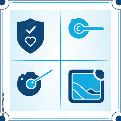 Heart protection and safety medical vector glyph icons collection.