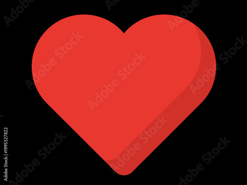 Modern Red Heart Graphic on Black Background: Contrasting Vector Symbol for Romantic Digital Content and Premium Gift Promotion