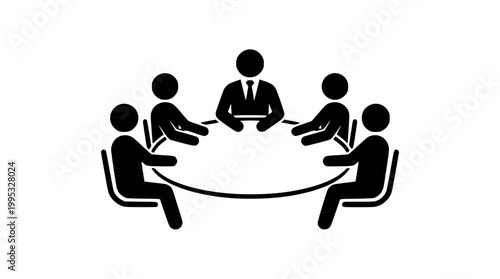 Professional business team holding a meeting around circular table