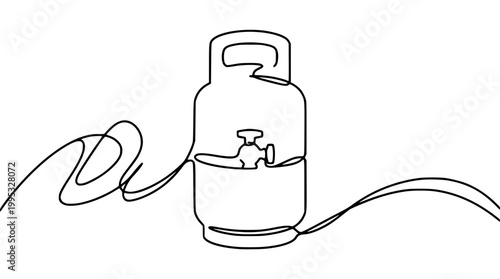 Continuous line drawing of a propane gas storage cylinder
