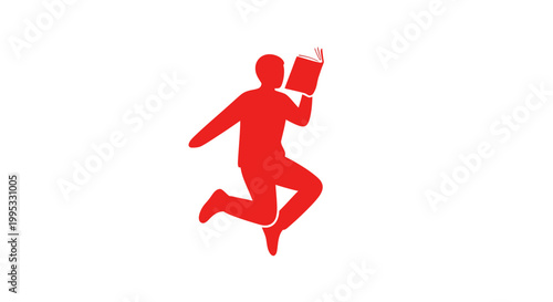 Red Silhouette of Running Delivery Person.