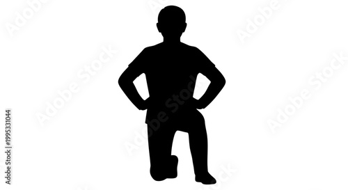 Man Kneeling with Hands on Hips.
