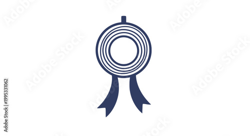 Blue Ribbon Icon with Circular Design.
