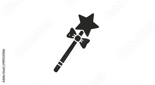 Black Magic Wand with Star Symbol.