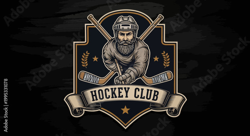Hockey club logo with a bearded player.