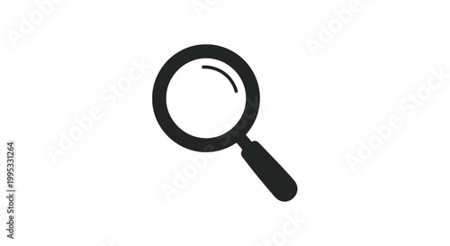 Black Magnifying Glass Icon Symbol.