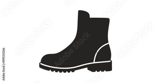 Black Chelsea Boot with White Trim.