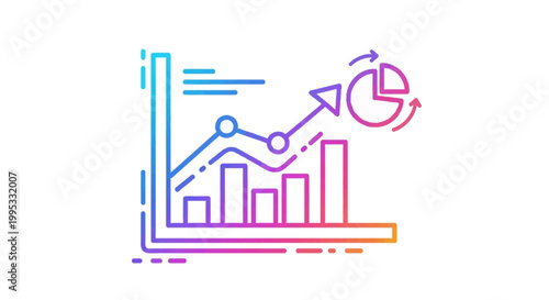 Vibrant Gradient Data Analysis and Business Growth Infographic Icon Depicting Statistical Trends