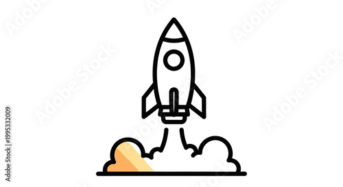 Dynamic Rocket Launch Icon Symbolizing Business Startup Success, Rapid Project Progress, and