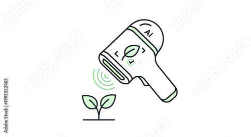 AI scanner analyzing plant growth, future agriculture technology concept