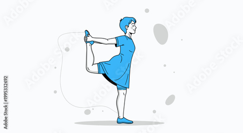 Fitness, athletic, stretching, exercise, man, vector, illustration, blue, sport, activity, healthy, lifestyle, gym, workout, warm-up, flexibility, motion, movement, action, dynamic, energetic