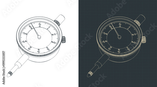 Dial indicator precision measuring tool isometric drawings