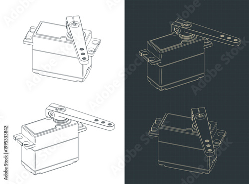High torque servo drive isometric technical drawings