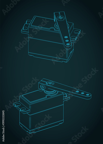 High torque servo drive isometric blueprints