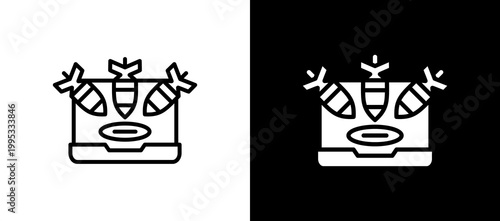 DDoS Attack Icon Set In Black And White Filled Style Collection