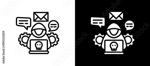 Social Engineering Icon Set In Black And White Filled Style Collection