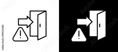 Backdoor Access Icon Set In Black And White Filled Style Collection