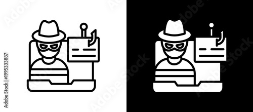 Data Theft Icon Set In Black And White Filled Style Collection