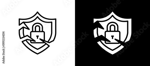 Security Breach Icon Set In Black And White Filled Style Collection