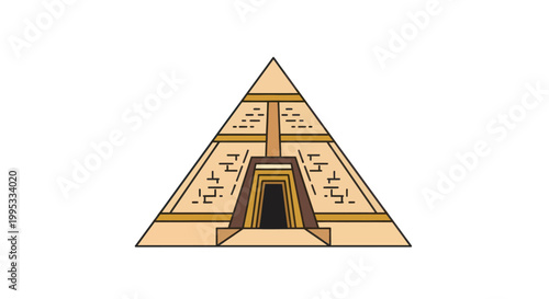 Ancient Egyptian Pyramid Entrance, Hieroglyphs, Geometric Design, Vector Art