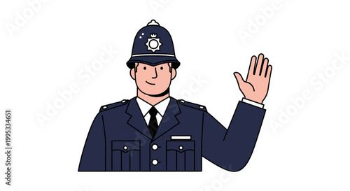 Police Officer Waving Hand.