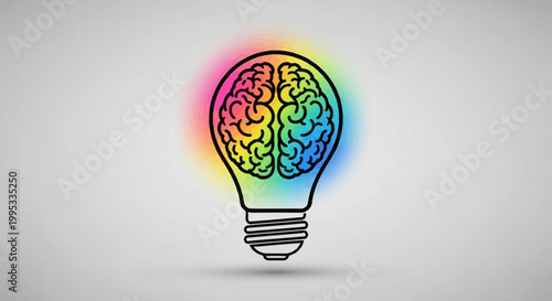 Innovative brain in lightbulb symbol of creativity intelligence and bright new ideas generating
