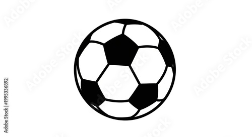 Black and white soccer ball isolated on transparent background for sports design