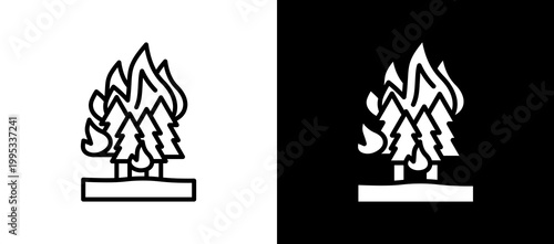 Wildfire Disaster Icon Set In Black And White Filled Style Collection