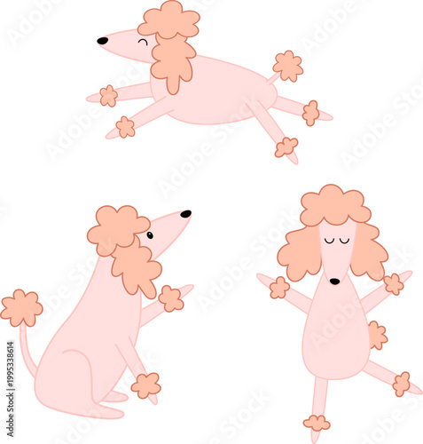 Adorable cartoon poodles. Cute cartoon dog illustration.