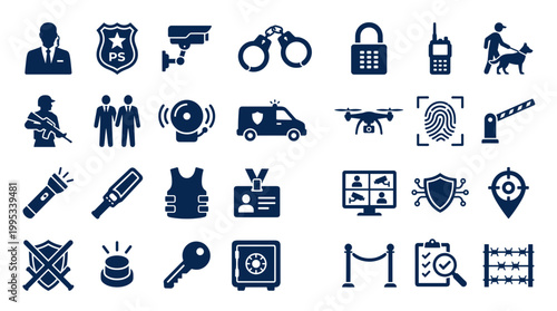 Φωτογραφία Security and Safety Icons Collection Representing Protection Surveillance Access