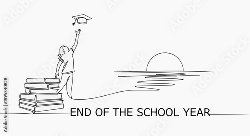 End of school year illustration. Celebrating the completion of education and the beginning of a new chapter