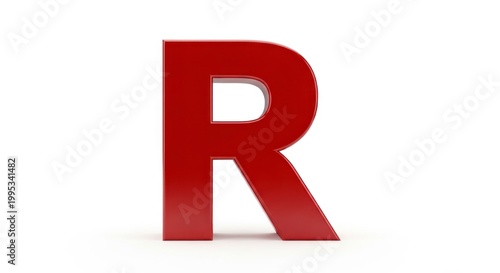 Free Download A large, bold, red, 3D letter standing upright on a plain white surface - GFXLoad