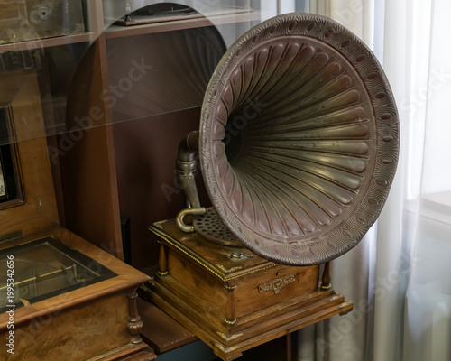 Old gramophone on the table