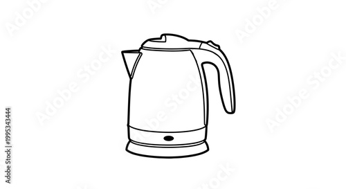 Electric Kettle Simple Line Drawing Illustration.