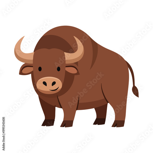Cute Brown Bull Cartoon Mascot Vector Illustration