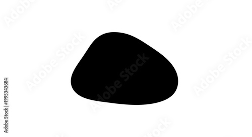 Black Smooth Stone on White Background.