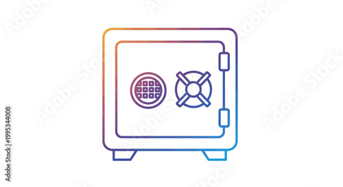 Secure digital safe box icon illustration for financial protection and valuable asset security