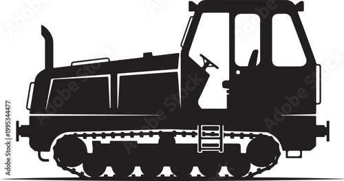 Black silhouette bulldozer, heavy equipment, construction vehicle, industrial machine