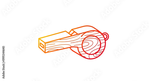 Vibrant gradient wood grain whistle illustration for sports and event signaling on a clean white