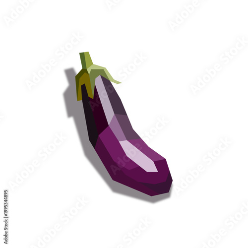 vector illustration of eggplant with simple geometric low poly style
