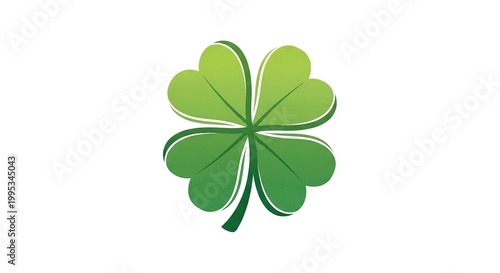 Vibrant green four-leaf clover isolated on white background for luck and prosperity