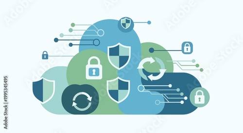 Cloud security icons and symbols.