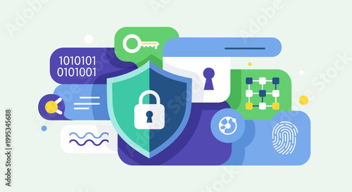 Digital Security Lock Icon Graphic Design.