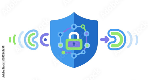 Digital Security Padlock Icon Protection.