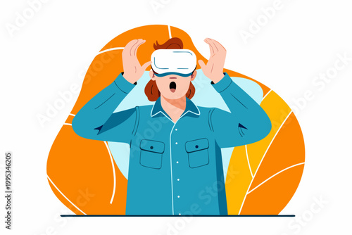 a young man wearing a white VR headset