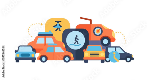 Vehicles in Traffic Congestion Scene.